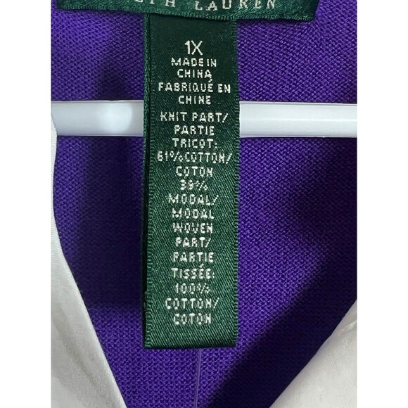 Lauren Ralph‎ Lauren 1X Plus Sweater Tunic Purple V-Neck Knit Top Shirt Hem NWT - Picture 7 of 11